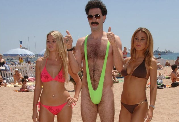 The Sacha Baron Cohen character Borat sporting a Mankini