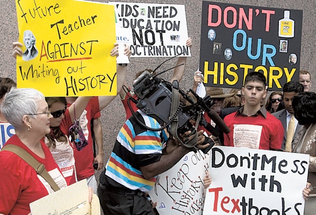 Protesters gather outside a 2022 education board meeting in Austin