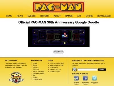 Google Celebrates Pac-Man's 30th Anniversary with Logo Game