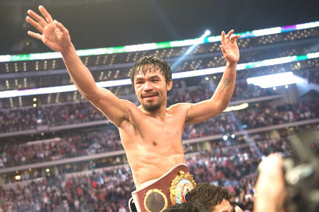 <p>Manny Pacquiao won world titles in eight weight classes and four different decades </p>
