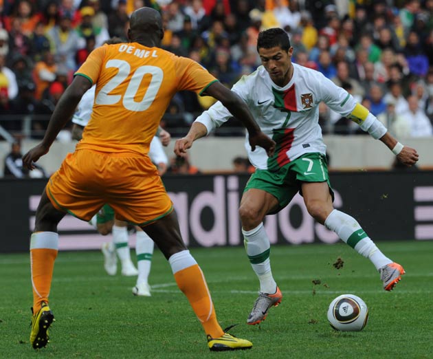 Ronaldo was booked against Ivory Coast