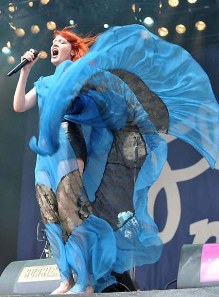 Welch has always been a dramatic performer: Germany’s Hurricane Festival in 2010, after the release of her first album ‘Lungs’ (Reuters)