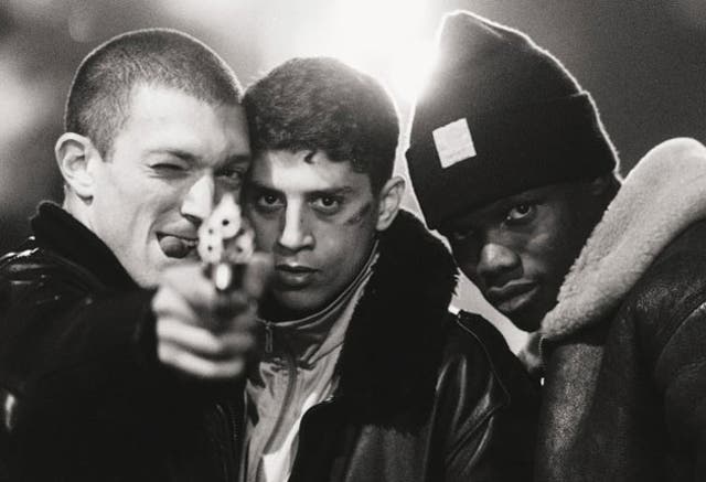 Vincent Cassel, Saïd Taghmaoui, and Hubert Koundé in La Haine (1995), directed by Mathieu Kassovitz. They were children of the banlieues