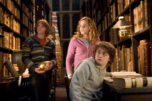 Rupert Grint as Ron, Emma Watson as Hermione, and Daniel Radcliffe as Harry Potter in a scene from Harry Potter and the Goblet of Fire