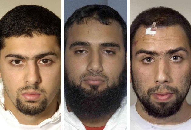 From left to right: Arafat Waheed Khan, Waheed Zaman and Ibrahim Savant were recruited by the ring leader of an al-Qa'ida-inspired plot