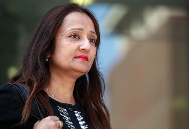 Sharmila Chowdhury, pictured as she left the Watford employment tribunal last Friday. An NHS worker with an unblemished 27-year career, she was sacked after she blew the whistle on senior doctors who were moonlighting at a private hospital while being pai