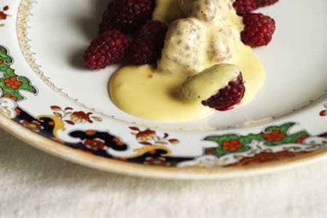 Mark's recipe replaces the classic masala in zabaglione with an apple apéritif
