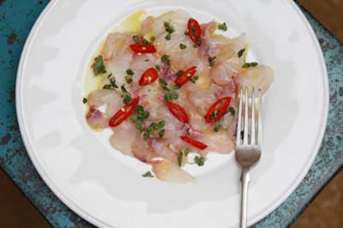 Carpaccio of wild seabass with marjoram and chilli | The Independent ...