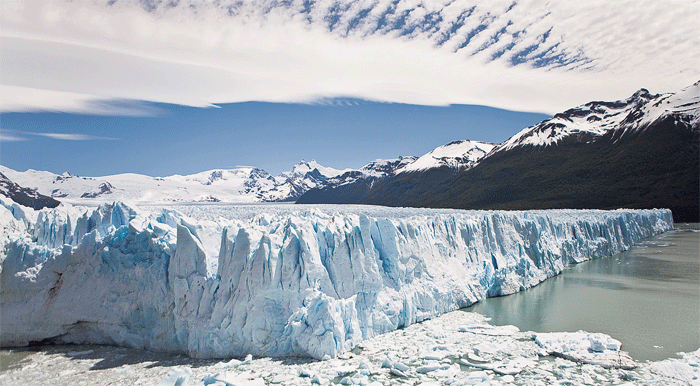 An ice meltwater lake in the middle of the Perito Moreno glacier in Argentina