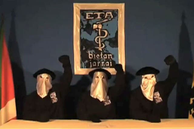 ETA separatists in a 2010 video announcing its intention to seek a political solution