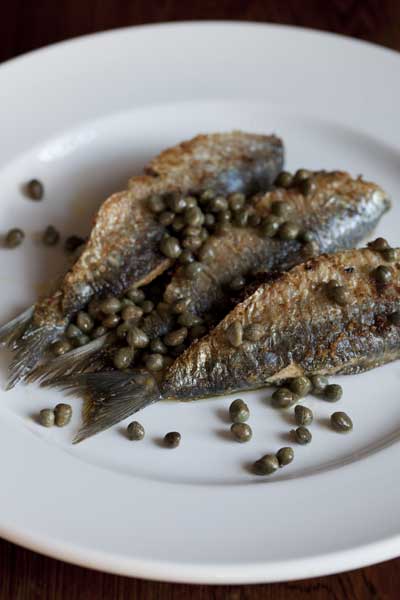 Stuffed pilchards with capers and lemon makes a lovely starter, main or a light lunch dish