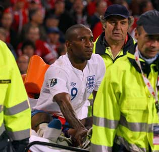 Defoe was injured in the game against in England's game against Switzerland
