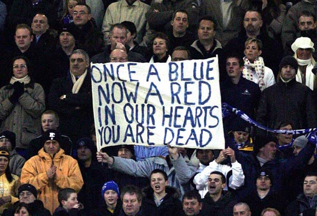 A banner in the season after Rooney left the club