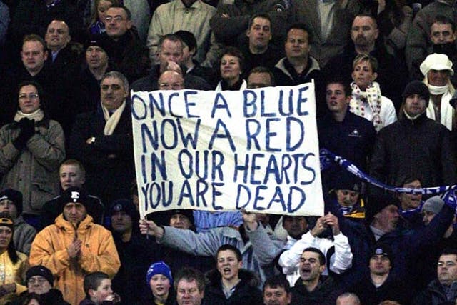A banner in the season after Rooney left the club