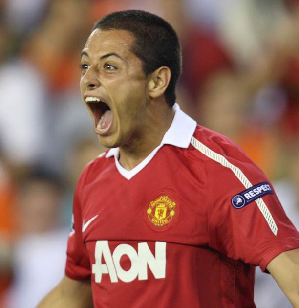 Manchester United's Javier Hernandez was booked for diving last night