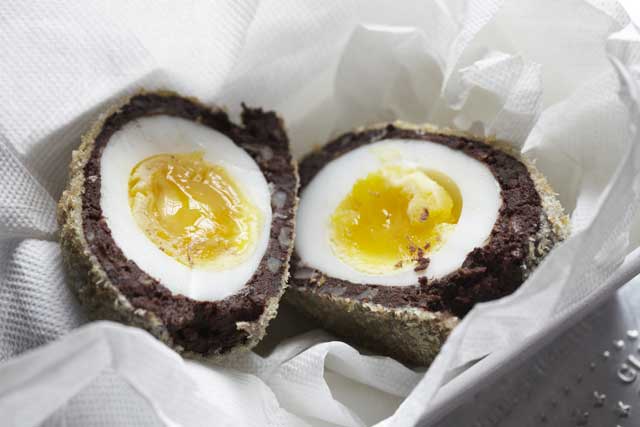 Andy Bates' black pudding Scotch egg has a slightly runny yolk and is utter perfection