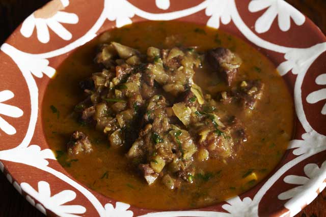 Moroccan lamb neck and date broth is a bit of a twist on a tagine