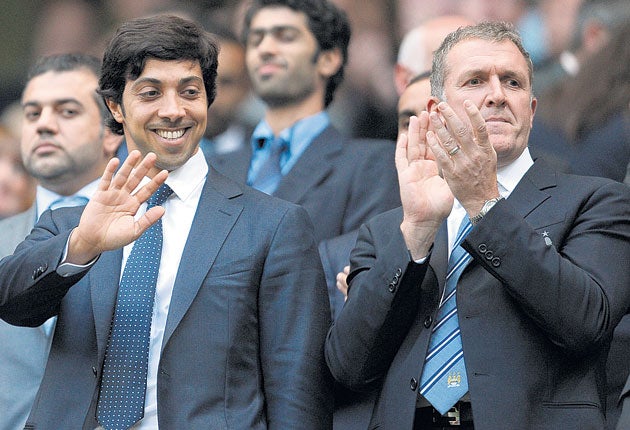 Sheikh Mansour (left) and Manchester City are under scrutiny