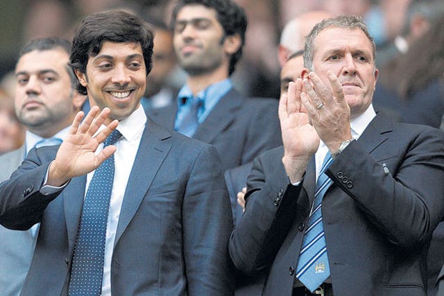 Sheikh Mansour (left) and Manchester City are under scrutiny