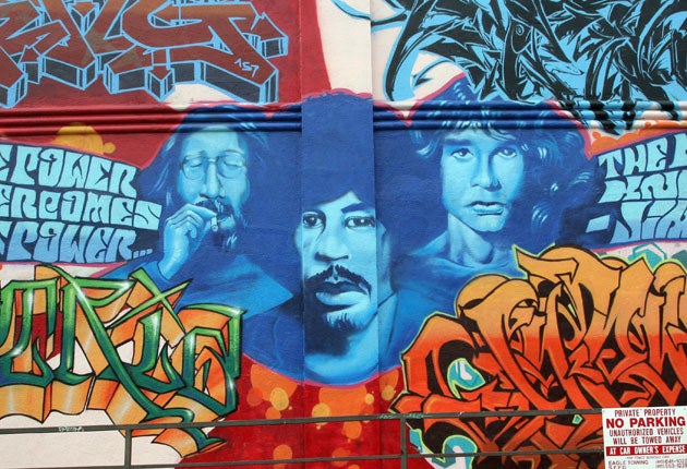 A mural in Haight Asbury, where hippie culture began