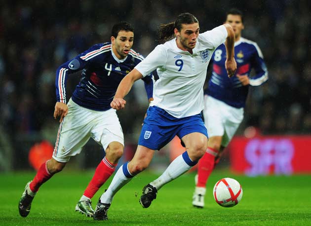 Andy Carroll made his England debut against France on Wednesday night