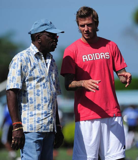 David Beckham pictured with Jack Warner earlier this year