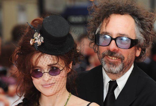 Director Tim Burton with his wife Helena Bonham Carter.