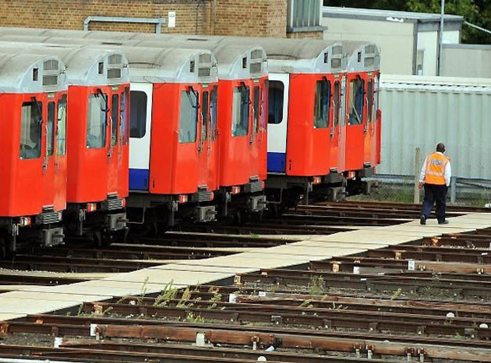 Tube trains standing idle at Upminster in Essex during the 2010 Tube strike