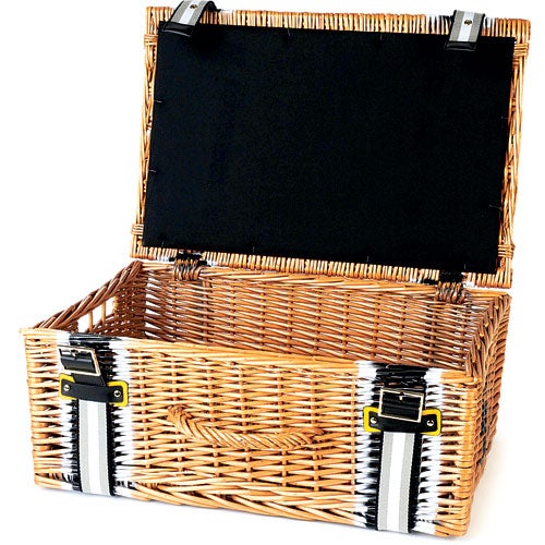 (1). Anya Hindmarch Hamper<br/>
First, start with your hamper: this double-hinged hand-made number, exclusively designed for Selfridges by Anya Hindmarch, is sturdy enough to hold even the weightiest Christmas treats.<br/>
£30
selfridges.co.uk