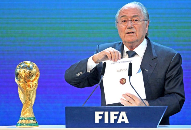 Sepp Blatter announces Russia as hosts of the 2018 World Cup and with it England's failure