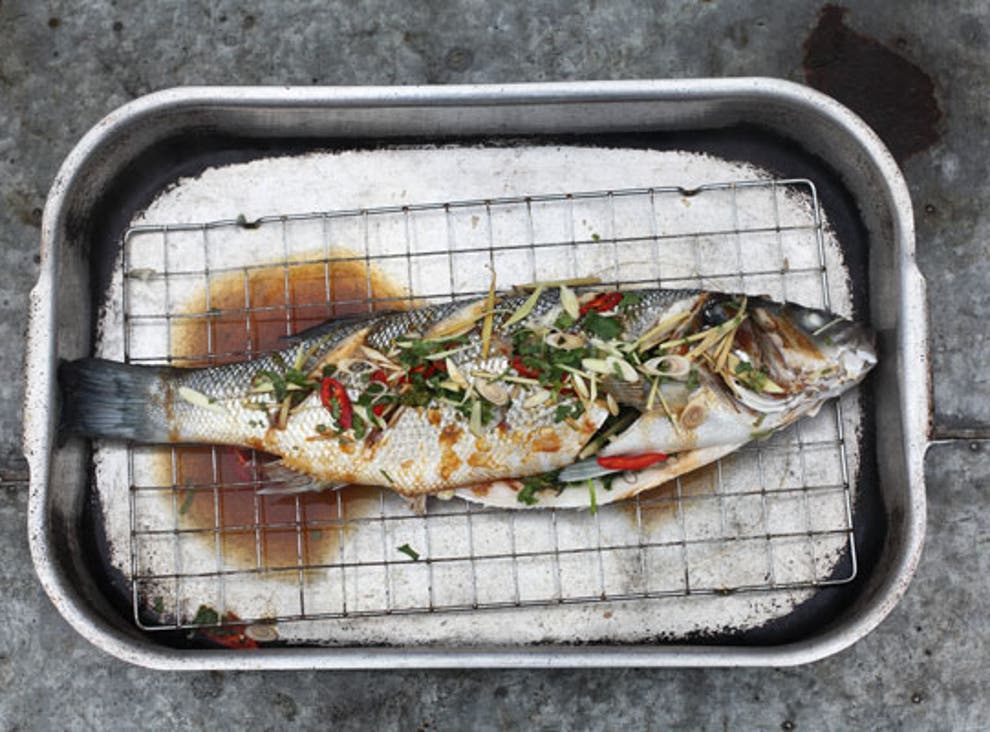Baked Sea Bass With Ginger Chilli And Coriander The Independent The Independent