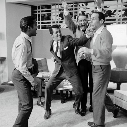 The Rat Pack: Sammy Davis Jr, Dean Martin, Frank Sinatra and Joey Biship on the set of ‘Ocean’s Eleven’ in 1960 (Sid