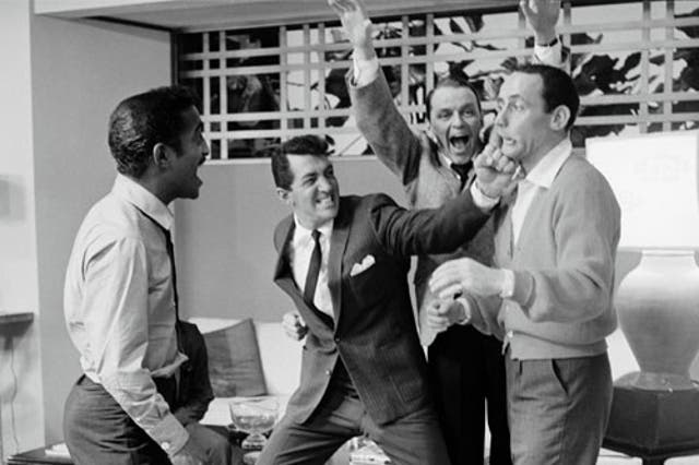 The Rat Pack: Sammy Davis Jr, Dean Martin, Frank Sinatra and Joey Biship on the set of ‘Ocean’s Eleven’ in 1960 (Sid 