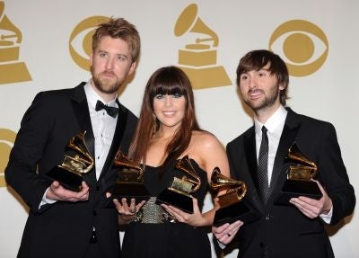 Lady Antebellum pose with their awards during the 53nd annual Grammy Awards in Los Angeles, California on February 13, 2011.