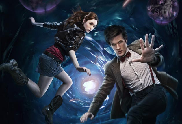 The eleventh doctor played by Matt Smith and Karen Gillan as his companion Amy Pond 