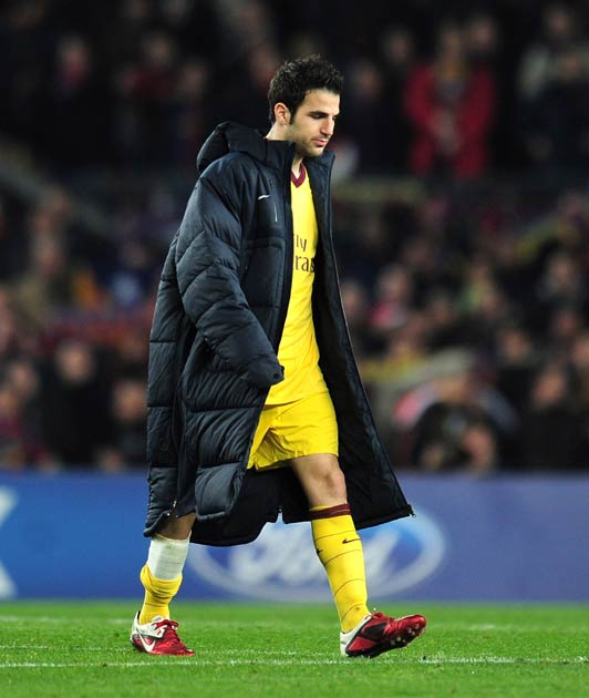 Captain Cesc Fabregas pictured after the defeat to Barcelona last week
