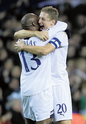 Dawson pictured with William Gallas during this season's Champions League