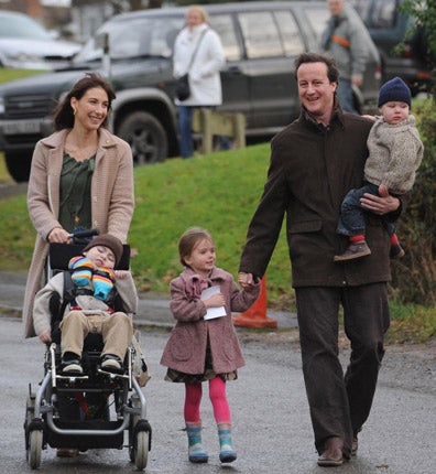 David and Samantha Cameron with their son Ivan in 2009