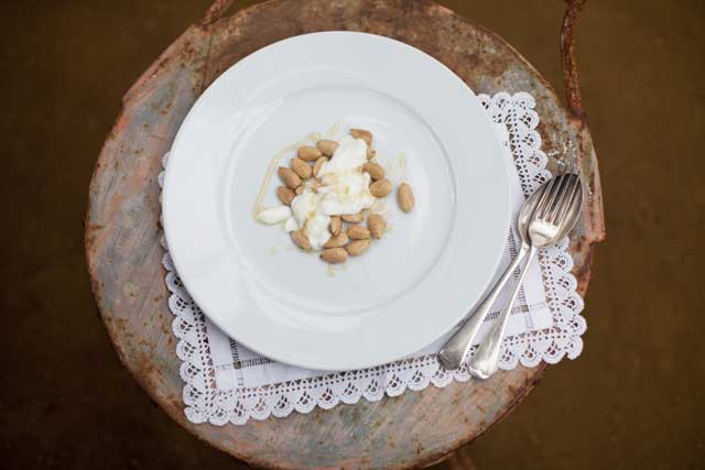Keep it sweet: Goat's curd served simply with toasted almonds and honey