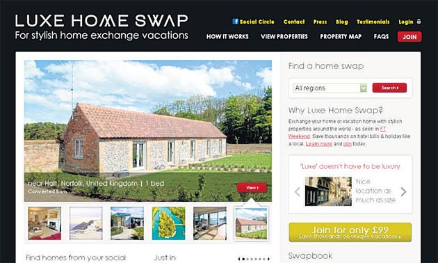 Luxe Home Swap<br/>

Swapping your house for that of a counterpart from sunnier ? or simply different - climes has always been a potential way of saving money on hotel bills or holiday rentals. The distinction with this company, which Juliet Kinsman used