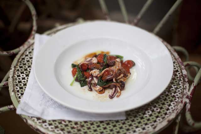 Perfect match: The combination of sweet tomatoes and salty black olives goes well with squid