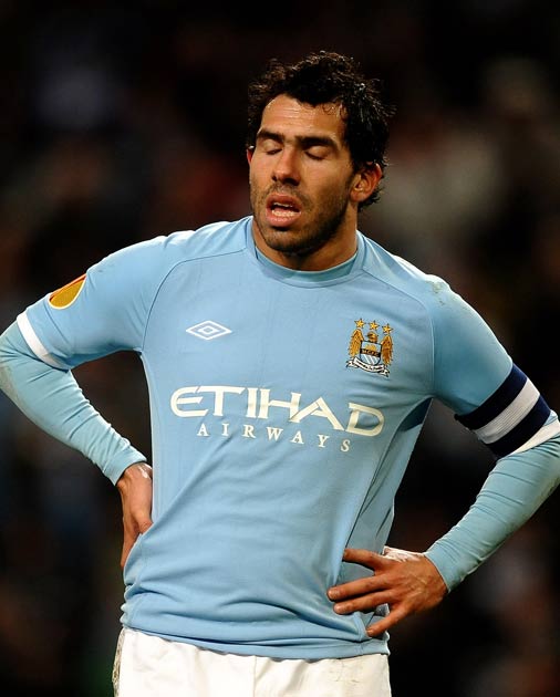 Carlos Tevez was anxious to get on the field as a late substitute and shouted in frustration at the City manager Roberto Mancini