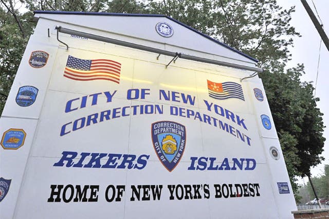 The entrance to Rikers Island, New York City's main jail complex