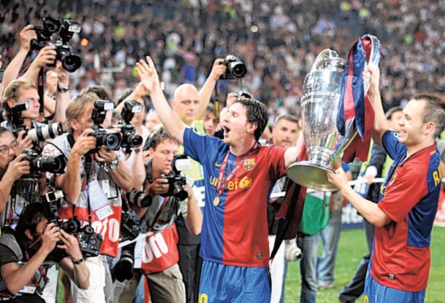 Leo Messi celebrates at Wembley last month