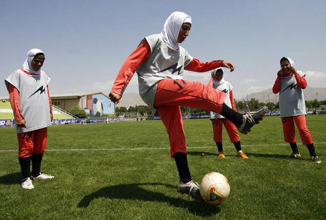 File: Iran women’s football team during a training session