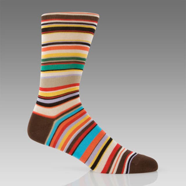 {1} PAUL SMITH SOCKS<br/>
You can’t go far wrong with a pair of socks. This cotton pair from Paul Smith features the designer’s
characteristically quirky
coloured stripes.<br/>
£17.99 paulsmith.co.uk