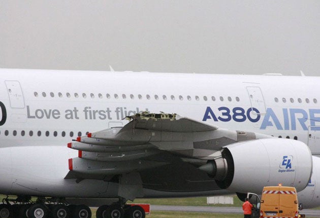 Airbus A380 superjumbo grounded at air show | The Independent | The ...