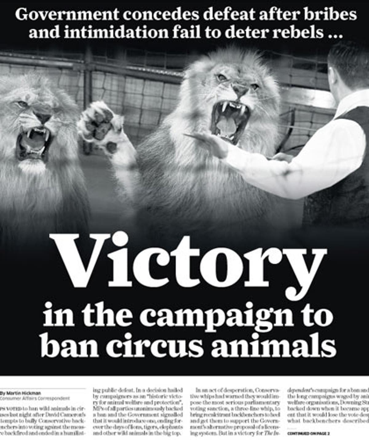 Cameron 'minded' to support circus animal ban The Independent The