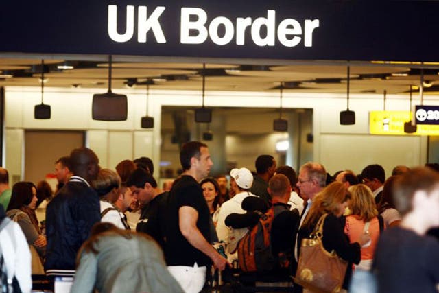 Queues at Border Control in Terminal Five of London's Heathrow Airport 