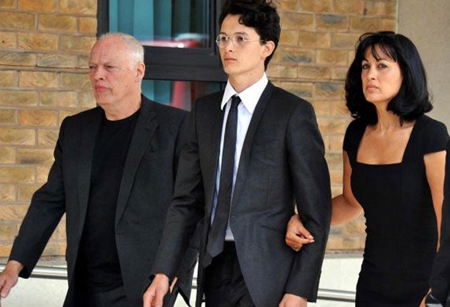Charlie Gilmour his father David Gilmour (left) and mother Polly